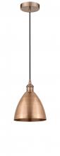 Innovations Lighting 616-1P-AC-MBD-75-AC - Bristol - 1 Light - 8 inch - Antique Copper - Cord hung - Mini Pendant