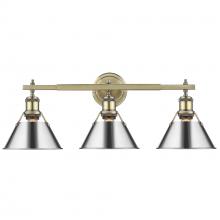Golden 3306-BA3 AB-CH - Orwell 3-Light Vanity Light in Aged Brass with Chrome