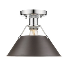 Golden 3306-FM CH-RBZ - Orwell 1-Light Flush Mount in Chrome with Rubbed Bronze