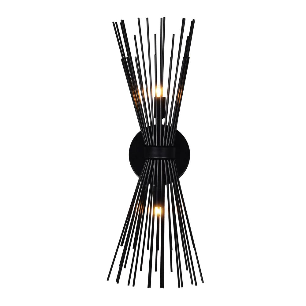 Savannah 2 Light 8in Black Wall Sconce