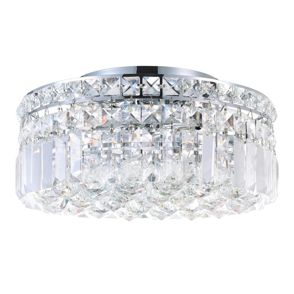 Colosseum 4 Light 12in Chrome Flush Mount with Crystals