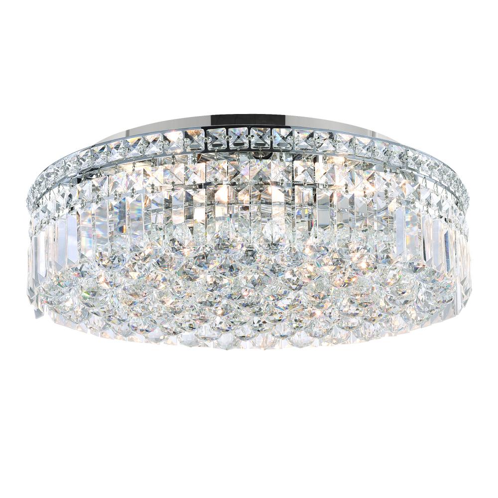 Colosseum 8 Light 16in Chrome Flush Mount with Crystals