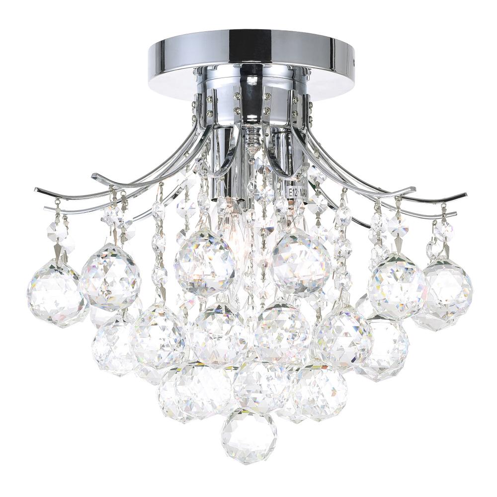 Princess 3 Light 12in Chrome Flush Mount with Crystals