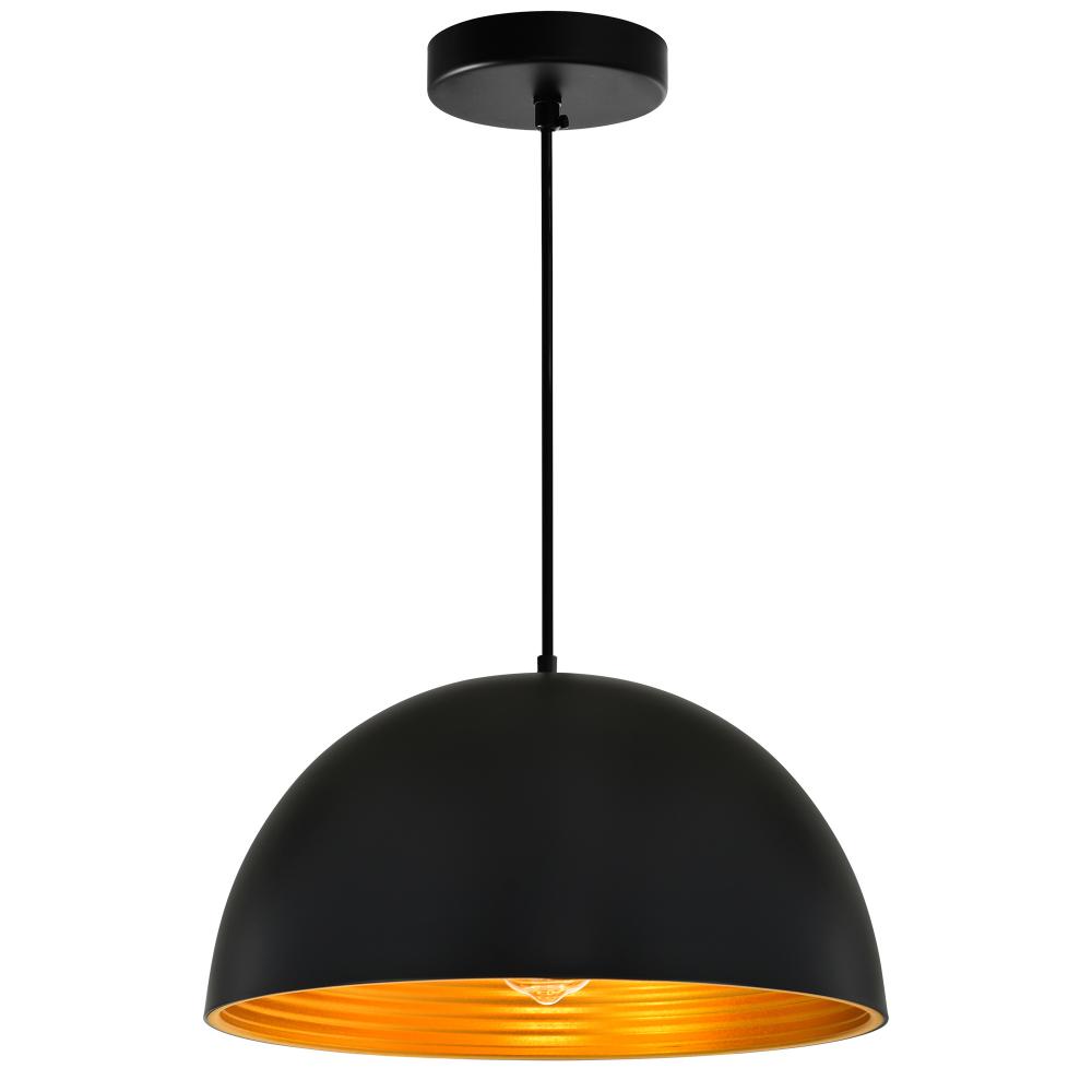 Modest 1 Light 16in Black Down Pendant
