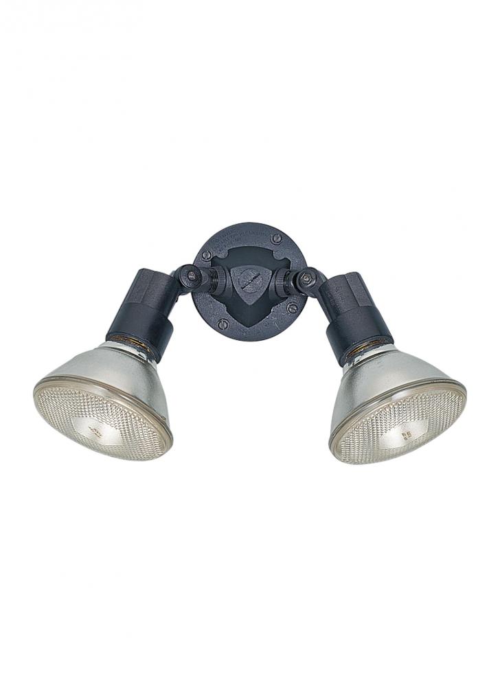 Flood Light traditional 2-light outdoor exterior adjustable swivel flood light in black finish