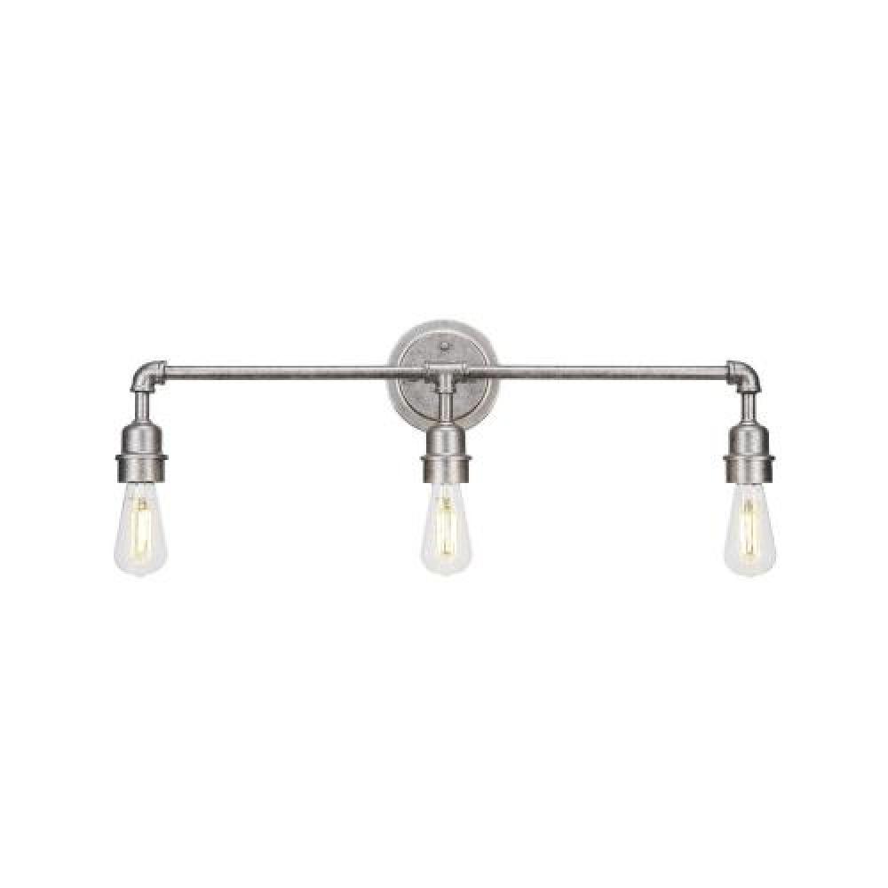 Vintage 3 Light Bath Bar in Aged Silver Finish