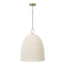 Capital 358811AD - 18" W x 23" H 1-Light Handcrafted Bell Pendant with Tiny Beads Painted Ivory in Aged Brass