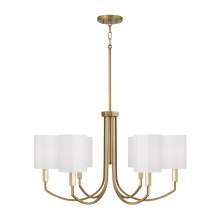 Capital 459561AD-716 - 30" W x 17.5" H 6-Light Chandelier in Aged Brass with Octagonal White Fabric Shades