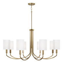 Capital 459581AD-716 - 40" W x 21" H 8-Light Chandelier in Aged Brass with Octagonal White Fabric Shades