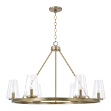Capital 461961AD-662 - 36" W x 23.5" H 6-Light Ring Chandelier in Aged Brass with Clear Glass