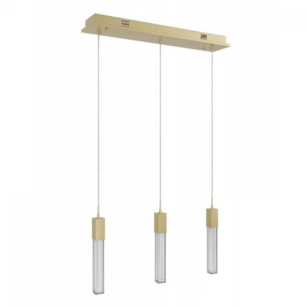 Boa  37" Multi Pendant in Brushed Brass with Studded Glass