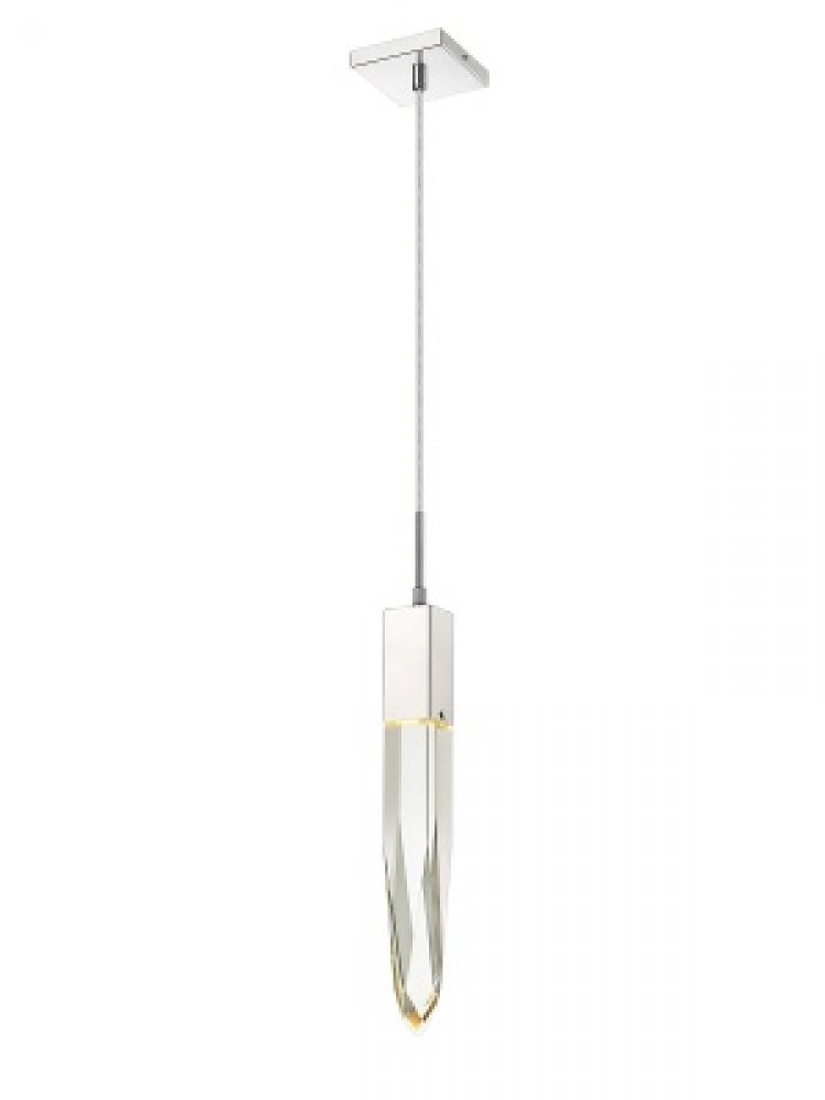 Aspen Collection Single Pendat in Polished Chrome  with Clear  Crystal