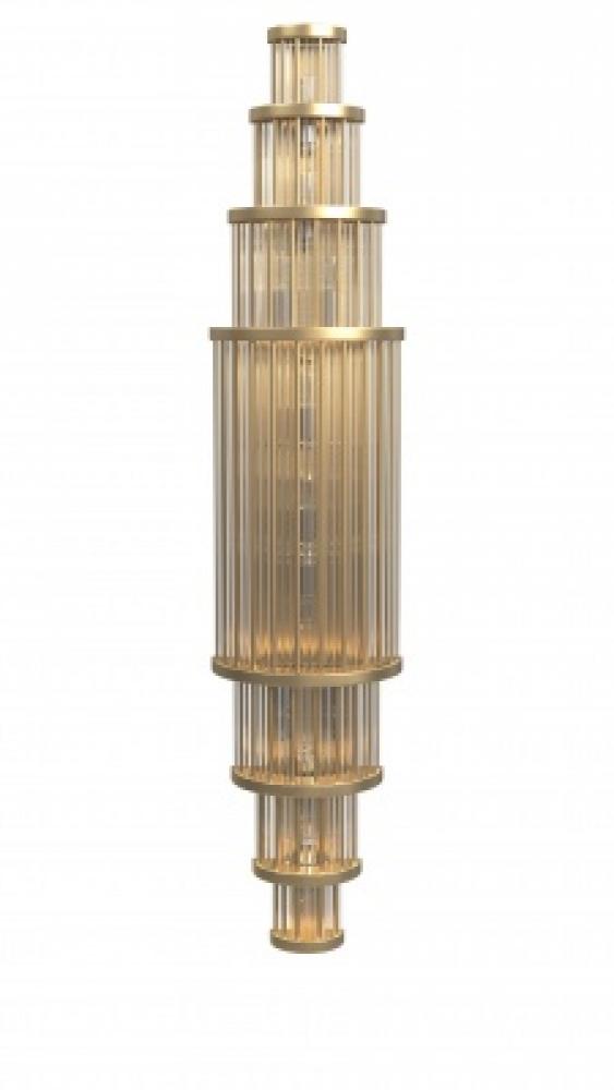 Waldorf 38'  Wall Sconce in Aged Brass with Glass Rods
