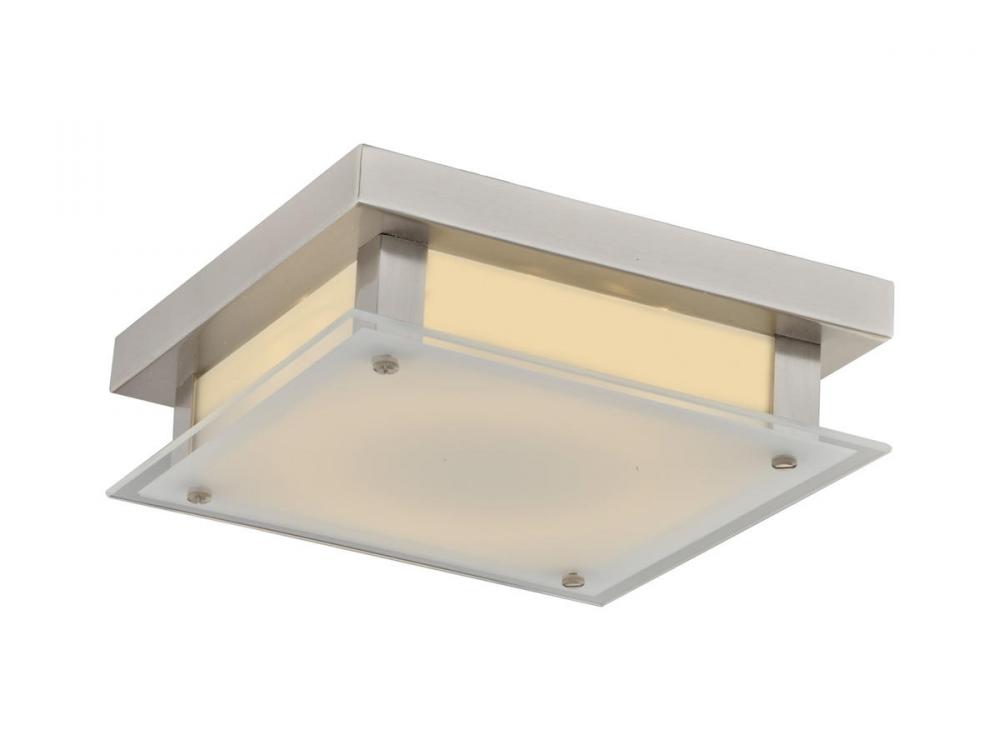 Cermack St. 12" Square Flush Mount in Brushed Nickel with Frosted Glass