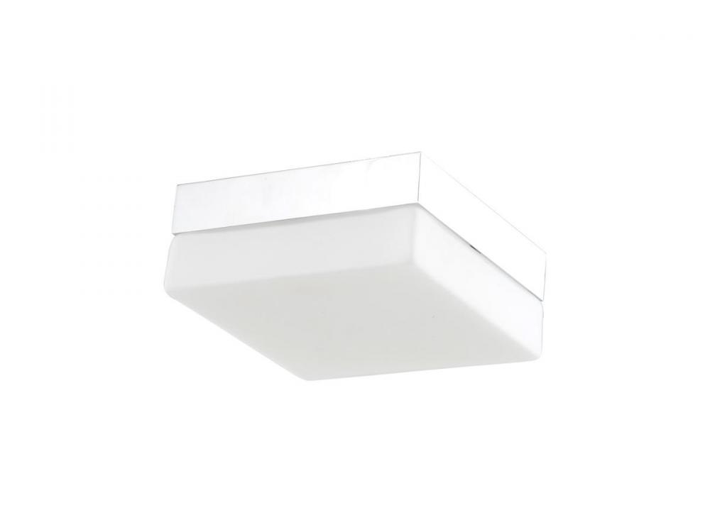 Cermack St. 9" Square Flush Mount  in Chrome with White Glass