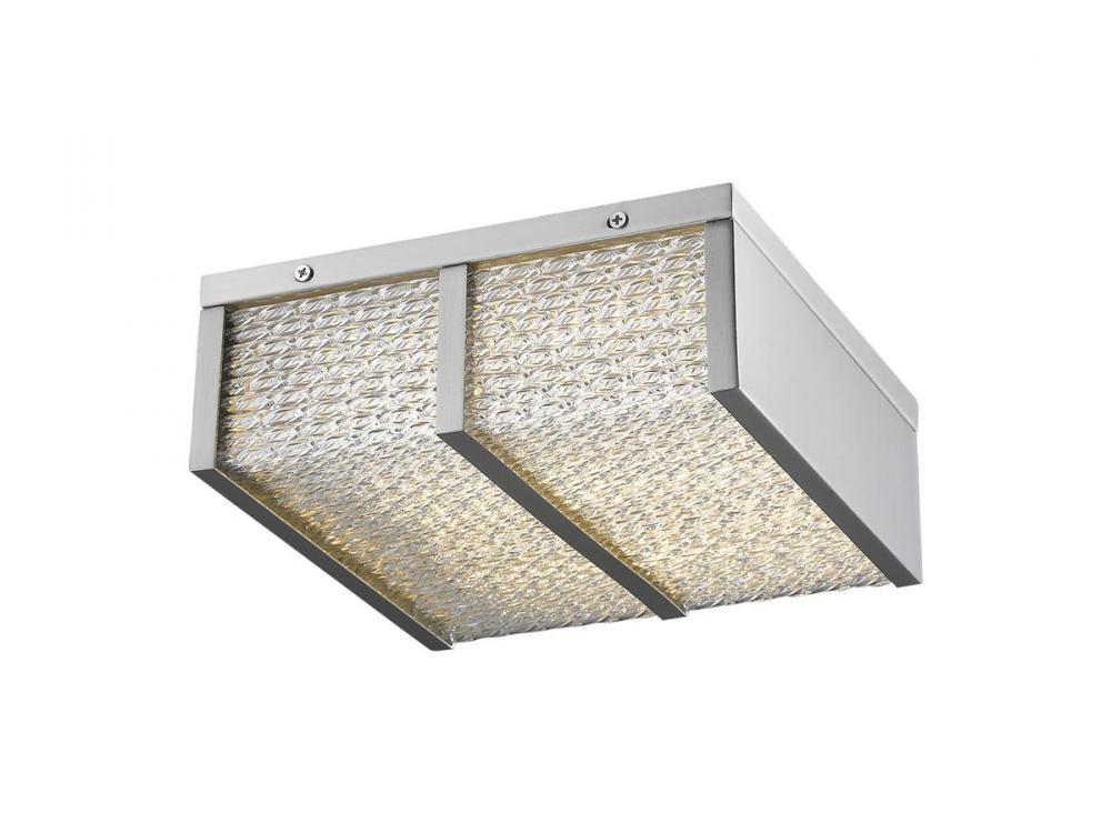Cermack St. 12"  Square Flush Mount in Brushed Nickel with Textured Glass