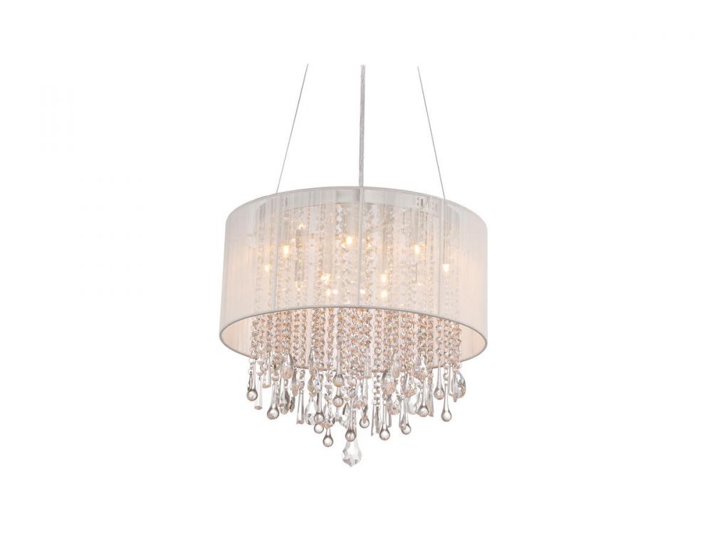 Beverly Dr. Round White Silk String Shade And Crystal Dual Sconce