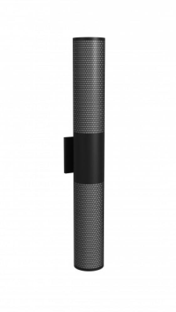 Avenue Outdoor 36" Cylindrical Sconce in Black with Perforated Frame