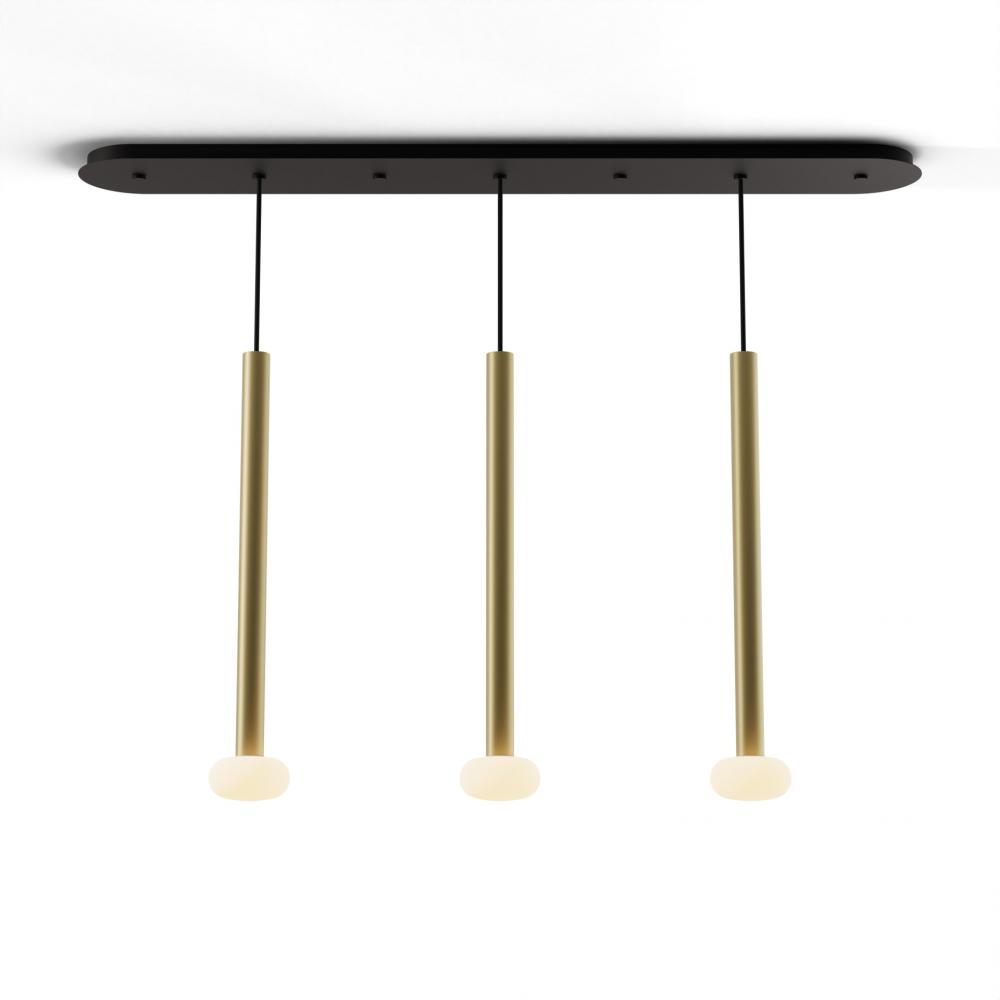 Combi Pendant 24" Linear 3 Combo Brass with Matte Black Canopy