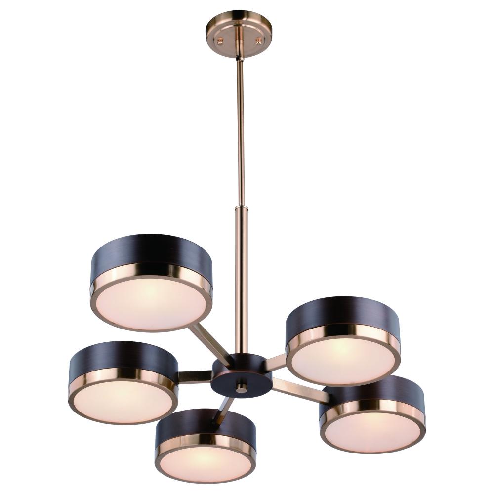 Madison 5L Chandelier Architectural Bronze and Natural Brass