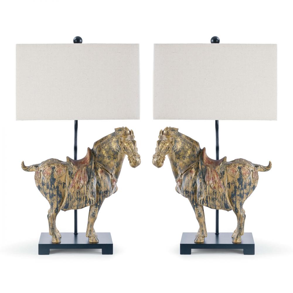 Regina Andrew Dynasty Horse Table Lamps Pair
