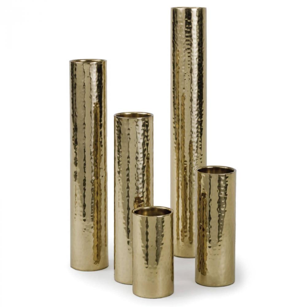 Regina Andrew Hammered Bud Vase Set (Polished Brass); Dimensions 1.75W x 12H x 1.75D