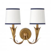 Regina Andrew 15-1219GLD-NAV - Regina Andrew River Reed Sconce Double (Antique Gold Leaf with Navy Shade)