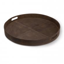 Regina Andrew 20-1582BRN - Regina Andrew Derby Round Leather Tray (Brown); Dimensions 24W x 2.75H x 24D