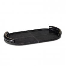 Regina Andrew 20-1609BLK - Regina Andrew Forte Leather Tray Oval (Black); Dimensions 19.5W x 1.75H x 10.25D