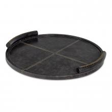 Regina Andrew 20-1610BLK - Regina Andrew Forte Leather Tray Round (Black); Dimensions 18W x 1.75H x 18D