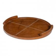 Regina Andrew 20-1610TAN - Regina Andrew Forte Leather Tray Round (Cognac); Dimensions 18W x 1.75H x 18D