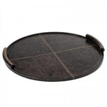 Regina Andrew 20-1657BLK - Regina Andrew Forte Leather Tray Round Large (Black); Dimensions 24W x 1.75H x 24D