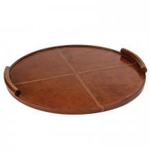 Regina Andrew 20-1657TAN - Regina Andrew Forte Leather Tray Round Large; Dimensions 24W x 1.75H x 24D