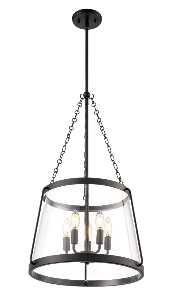 Adabella 17.75" 5-Light Pendant - Matte Black