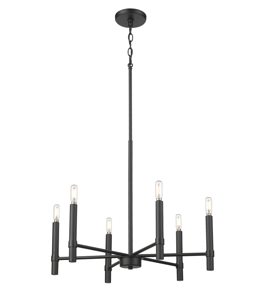 Skyva 24.25" Wide 6-Light Chandelier - Matte Black