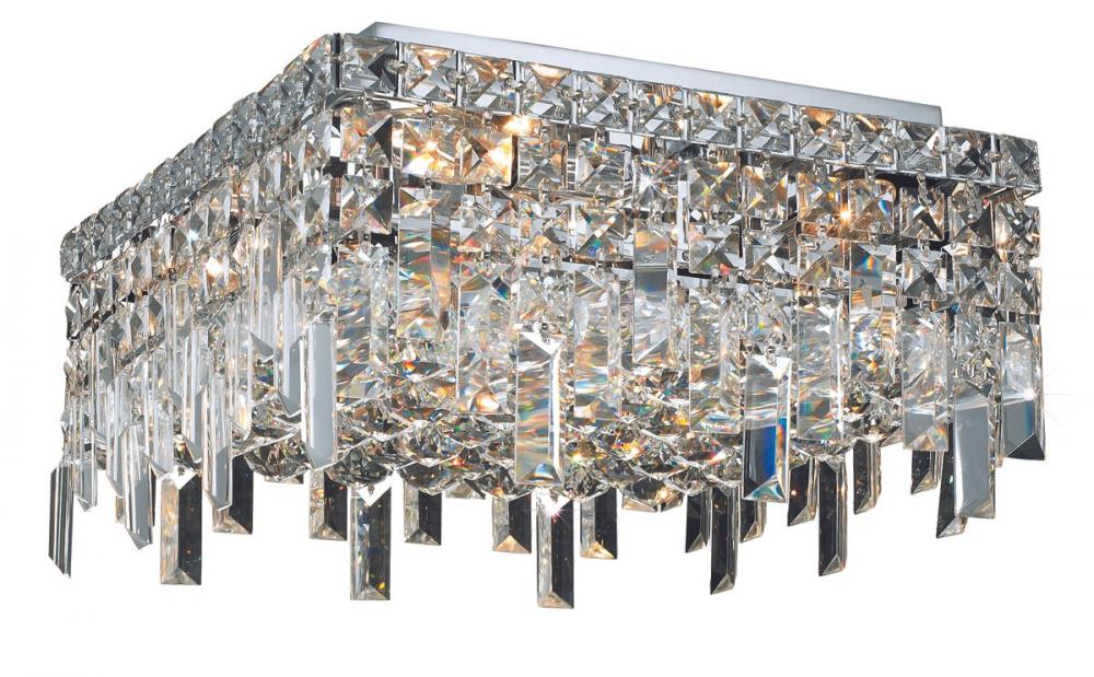 Maxime 4 light Chrome Flush Mount Clear Royal Cut Crystal