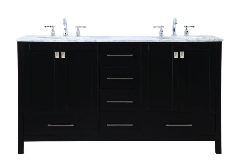 60 inch Double Bathroom Vanity in Black
