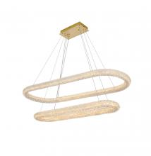Elegant 3800G50L2SG - Bowen Hang L50.5"+L41" W20" H12"  LED 108W DIM 3CCT  Satin Gold