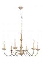 Elegant LD6007D35WD - Merritt Collection Chandelier D35 H21.6 Lt:6 Weathered Dove Finish