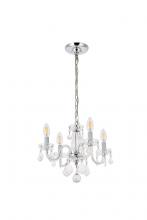 Elegant V7804D15C/RC - Rococo 4 light Chrome Pendant Clear Royal Cut Crystal