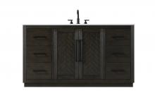 Elegant VF29060CO - Vanity Cabinet 2Dr 6Dw W60"xD21.5"xH34" Chocolate Oak