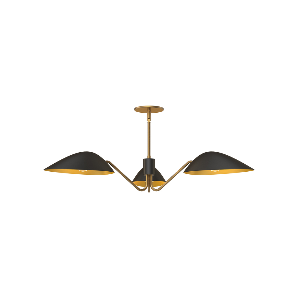 Oscar 36-in Aged Gold/Matte Black 3 Lights Pendant