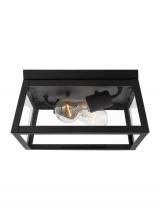 Visual Comfort & Co. Studio Collection 7848402EN7-12 - Founders modern 2-light LED outdoor exterior ceiling flush mount in black Finish