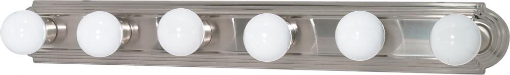 6 Light; 36 in.; Vanity; Racetrack Style; Brushed Nickel Finish
