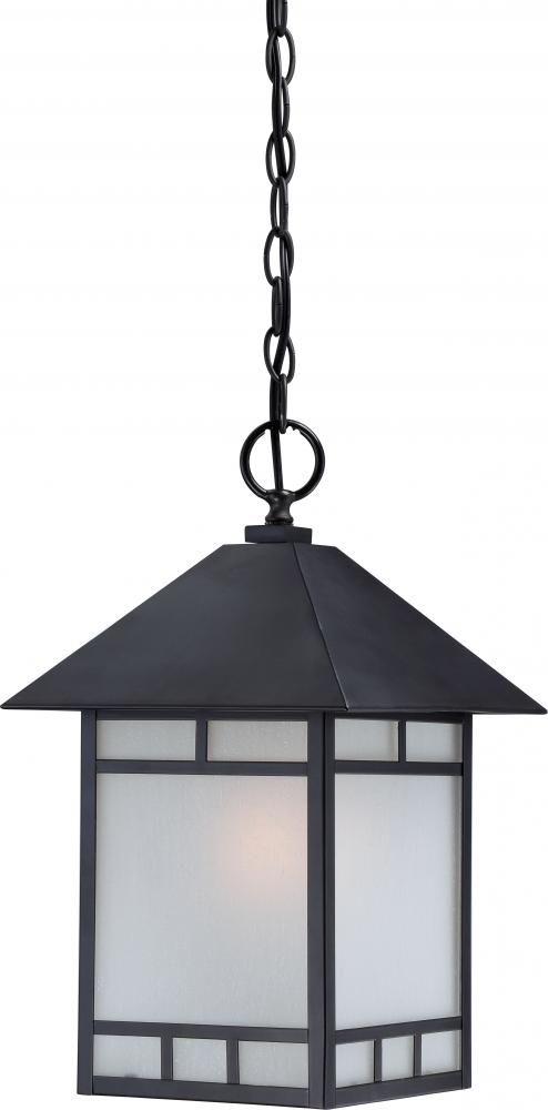 Drexel; 1 Light; Outdoor Hanging Fixture with Frosted Seed Glass; Stone Black Finish