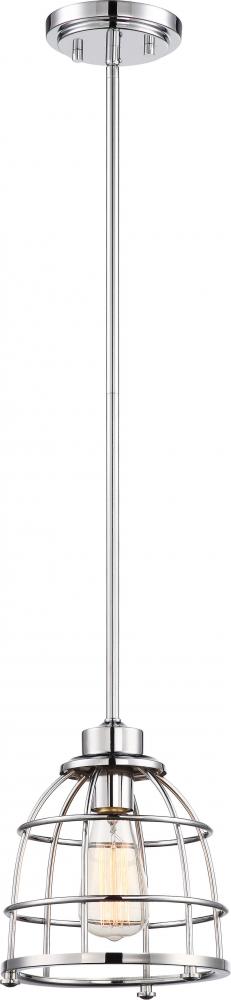 Maxx - 1 Light Medium Caged Pendant with - Polished Nickel Finish