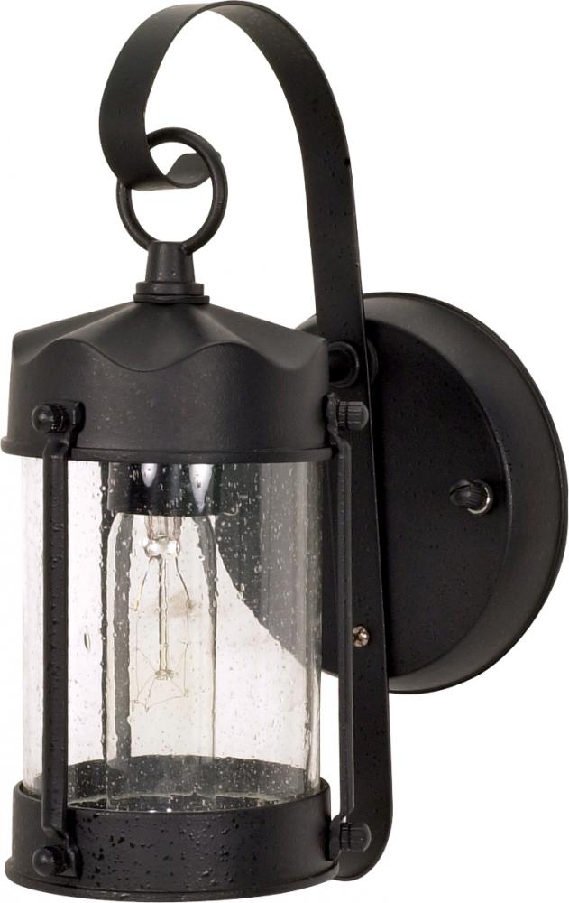 1 Light; 11 in.; Wall Lantern; Piper Lantern with Clear Seed Glass; Textured Black Finish