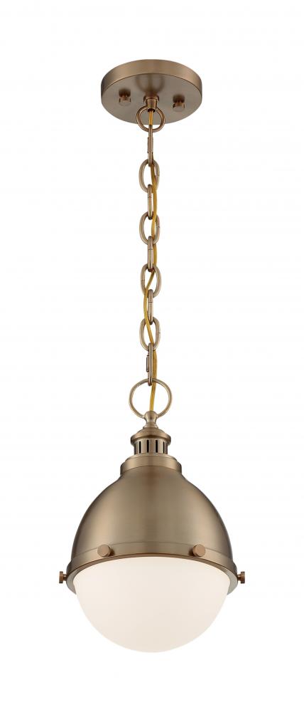 Ronan - 1 Light Pendant with Opal Glass - Burnished Brass Finish