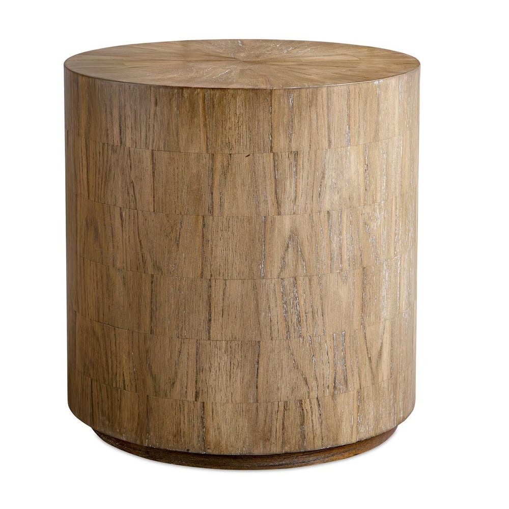 Uttermost Nevis Wood Cylinder Side Table