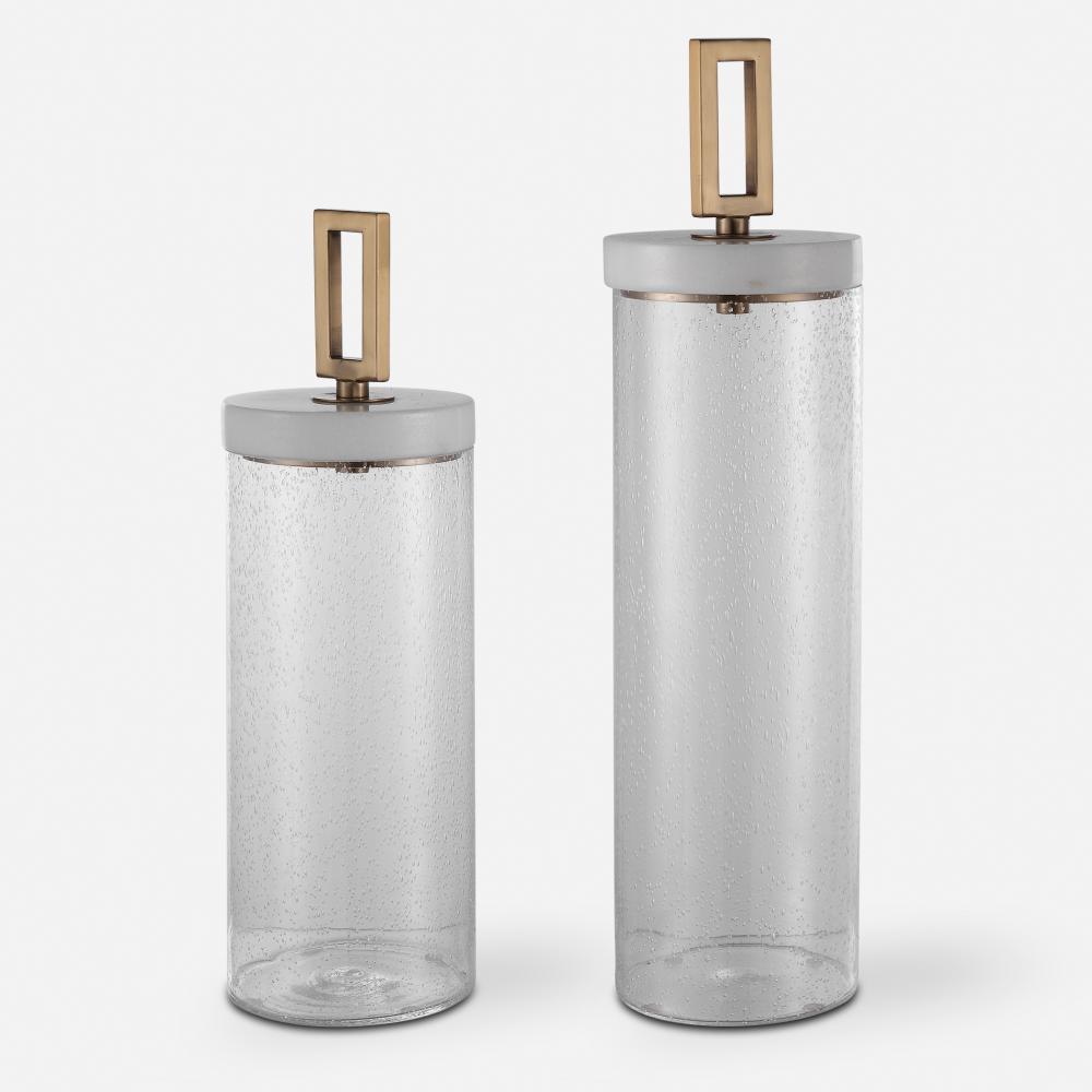 Uttermost Hayworth Seeded Glass Containers Set/2